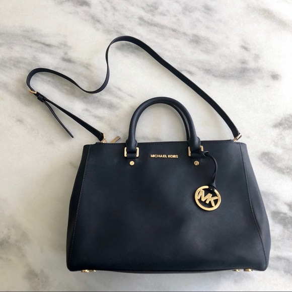 Michael Kors Handbags - Navy Michael Kors Saffiano Leather Purse